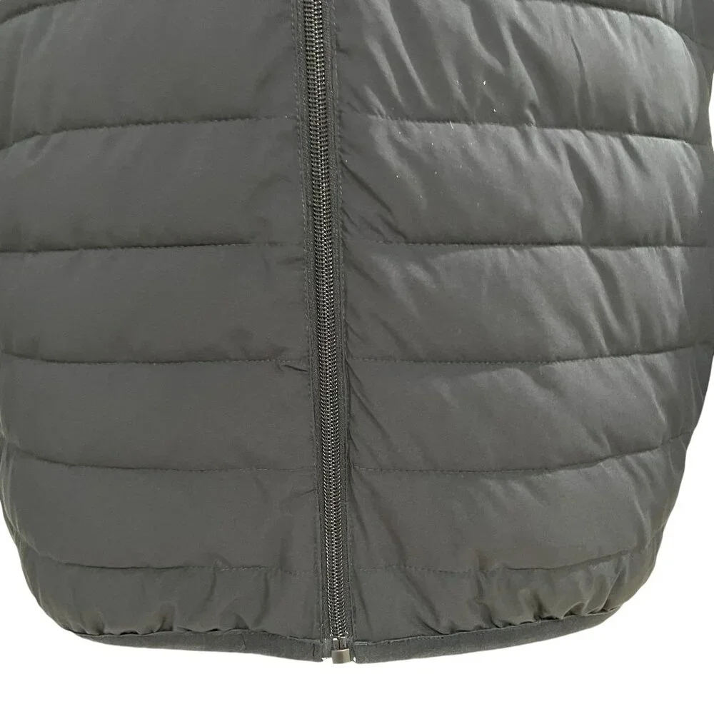 Calvin Klein Black Puffer Jacket L Water Resistant Sorona Aura‎ Faux Fur Lining